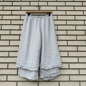 CLICK By Color Me Cotton Made USA Crinkled Culotte Pants Layered Hem M Boho